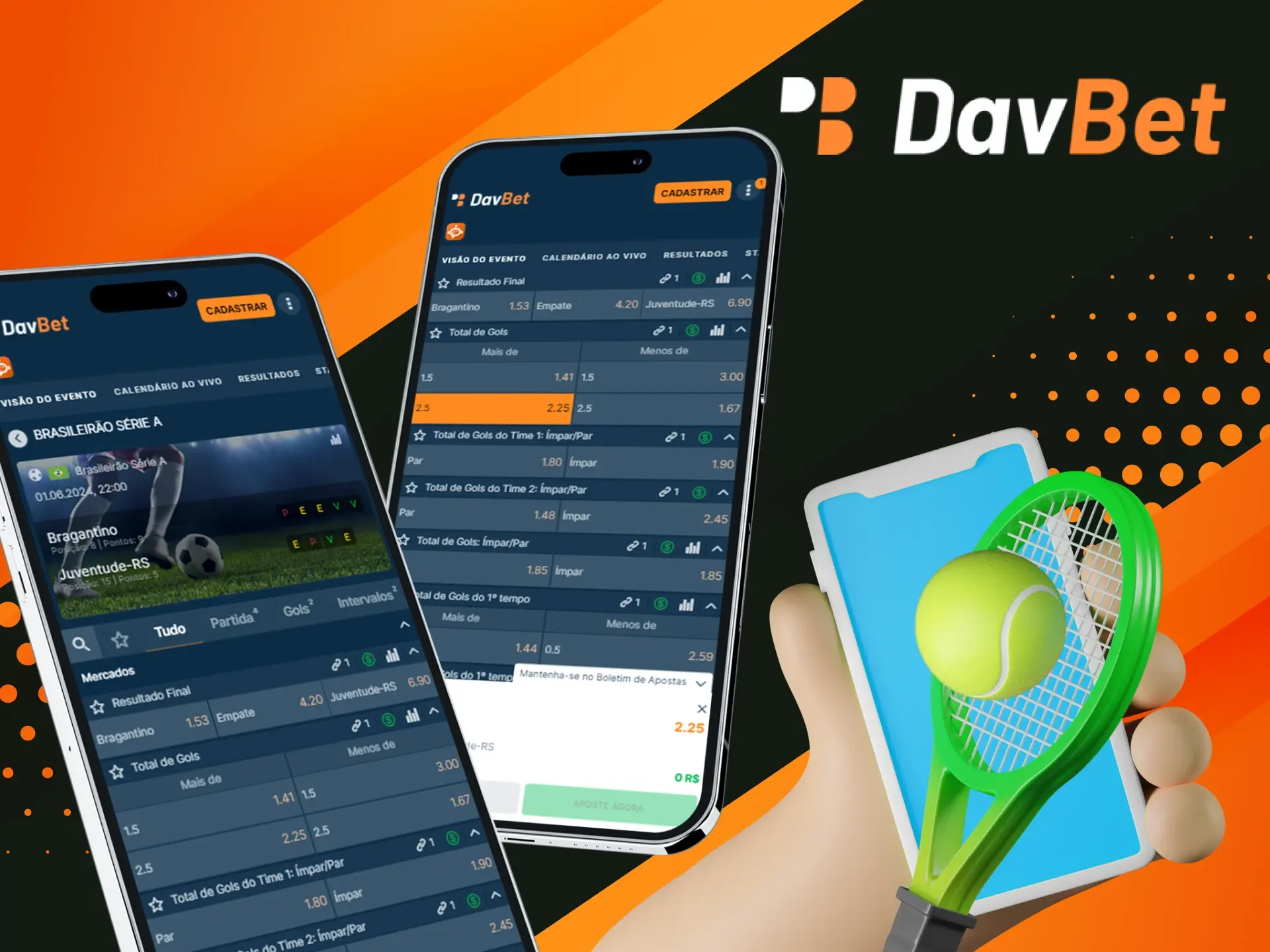 Instruoces para jogadores sobre como baixar o aplicativo de cassino online DavBet para seus telefones.