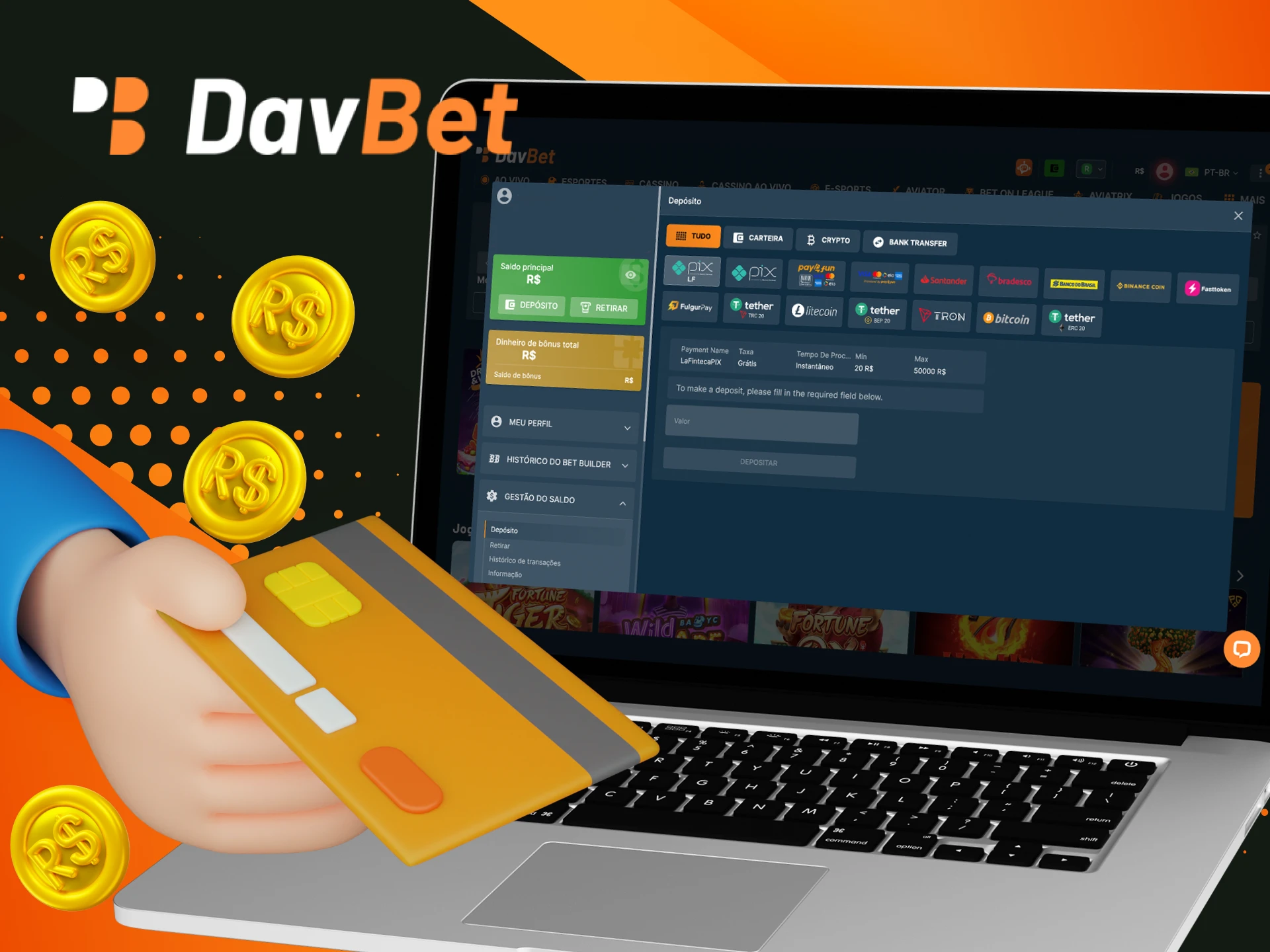 Como e feita a retirada de fundos do site do cassino on-line DavBet.