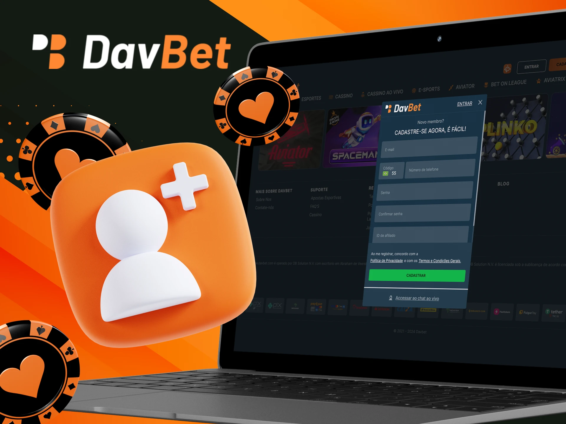 Como posso criar uma nova conta no cassino on-line DavBet.