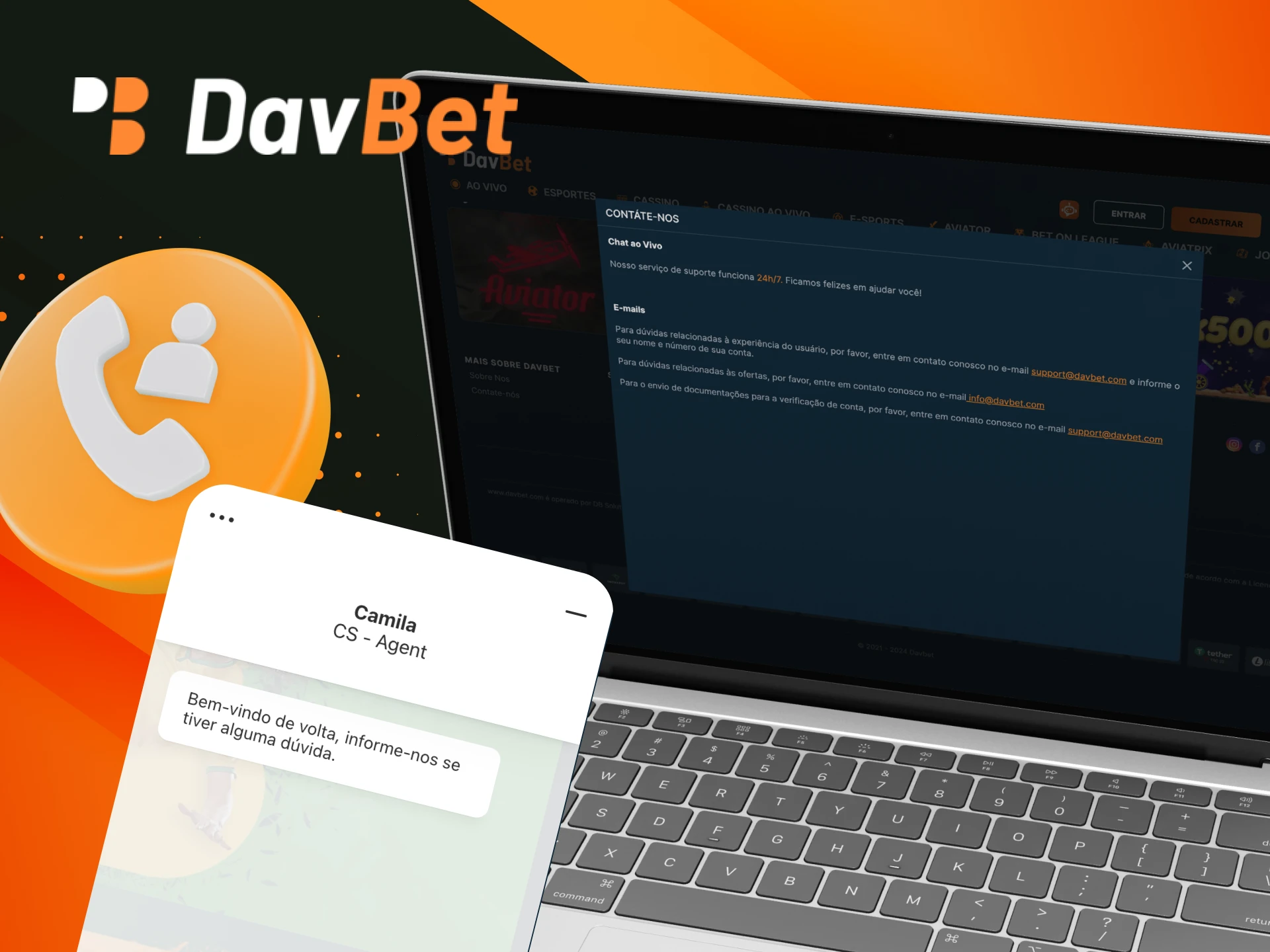 Como posso entrar em contato com a equipe de suporte do site do cassino on-line DavBet.