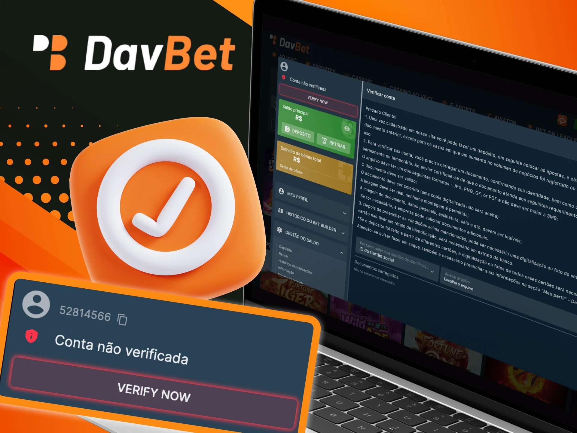 Preciso verificar minha conta no cassino on-line DavBet.