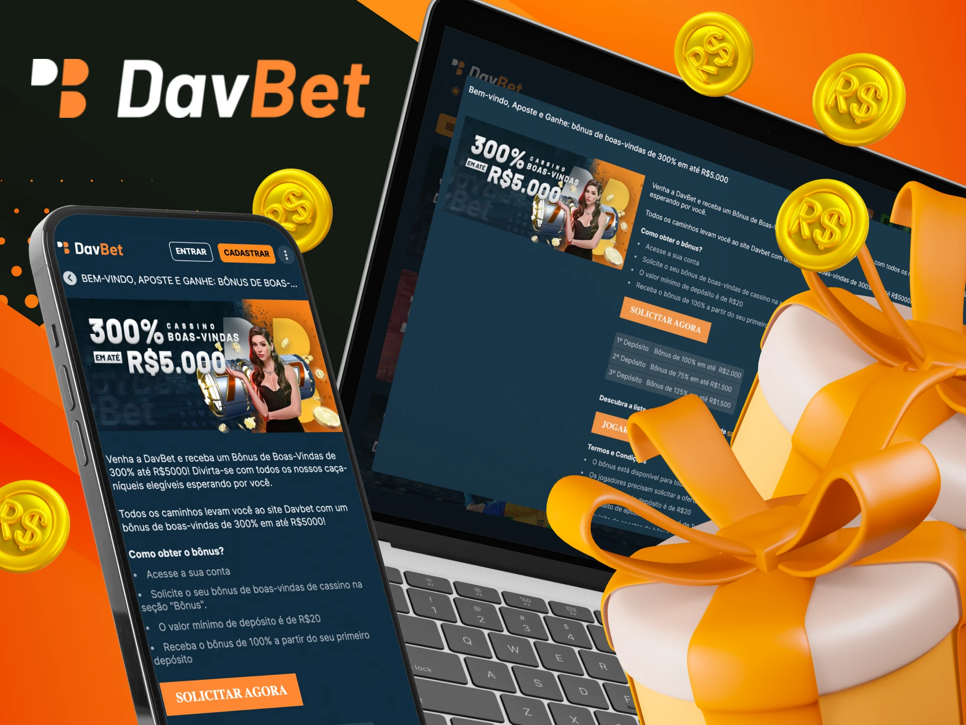 Como posso obter o Bonus de cassino no cassino on-line DavBet.