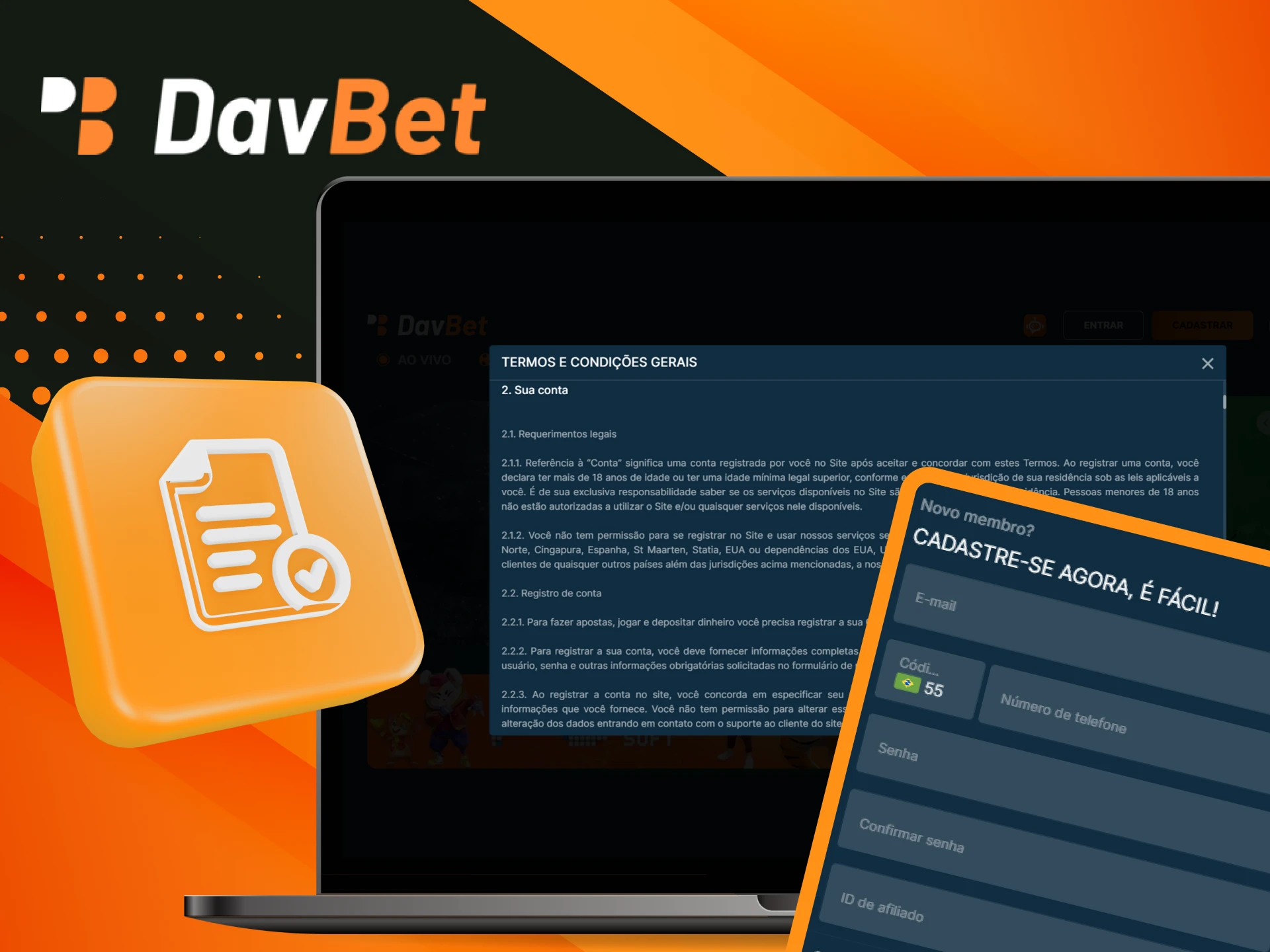 Quais sao os requisitos para criar uma nova conta no site do cassino on-line DavBet.