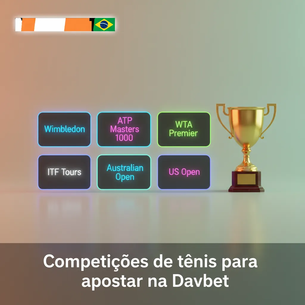 Competições de tênis na Davbet: Australian Open, Roland Garros, Wimbledon, US Open, ATP/WTA 1000/500 e Copa Davis.