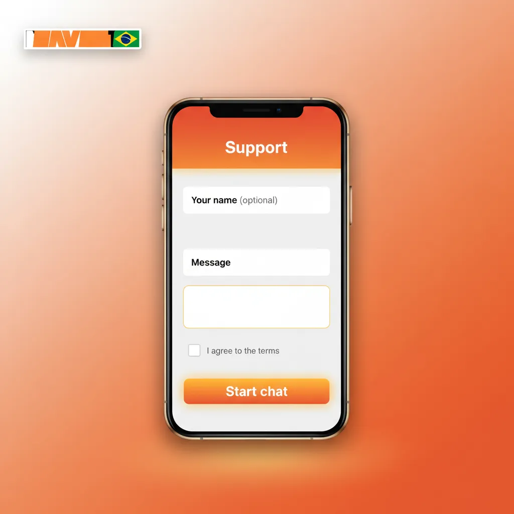 Tela do app mostrando atendimento ao cliente em português: chat 24h, e-mail, central de ajuda e mensagens.