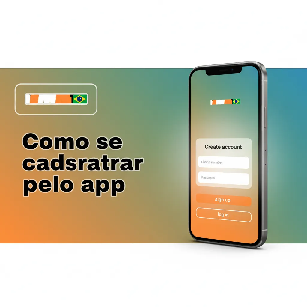 Ilustração do app com etapas de cadastro: registrar, dados e CPF, verif. e-mail/celular, KYC selfie/documento, limites, 18+.