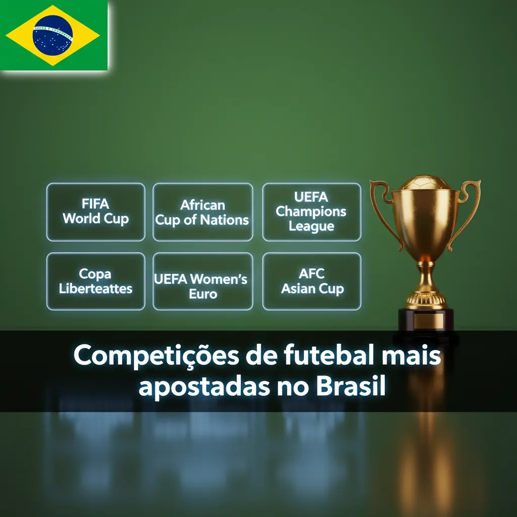 Banner com as competições de futebol mais apostadas no Brasil: Brasileirão, Copa do Brasil, Libertadores e Champions.
