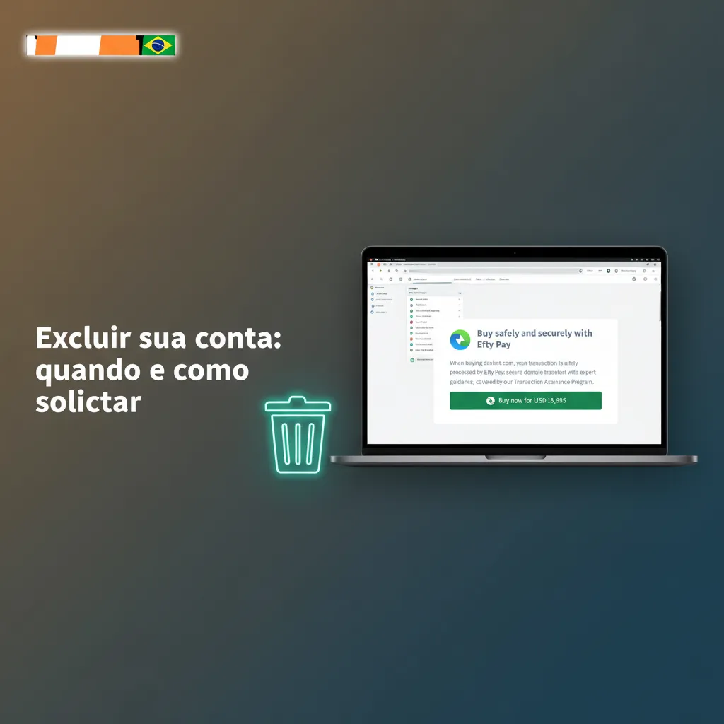 Ilustração sobre quando e como solicitar exclusão de conta ou autoexclusão, com etapas e confirmação por e-mail.