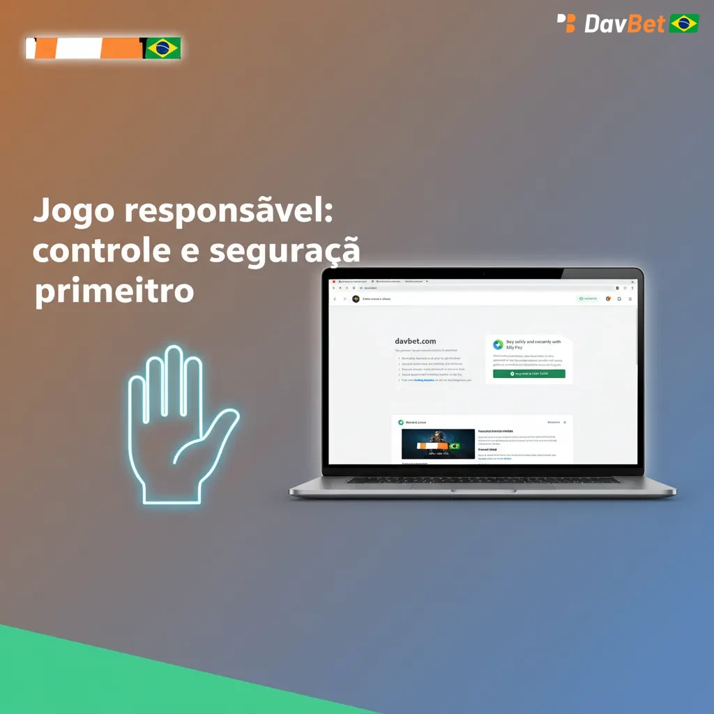 Banner de jogo responsável com ícones e lista: limites, lembretes, pausas, não perseguir prejuízos, conta segura, ajuda.