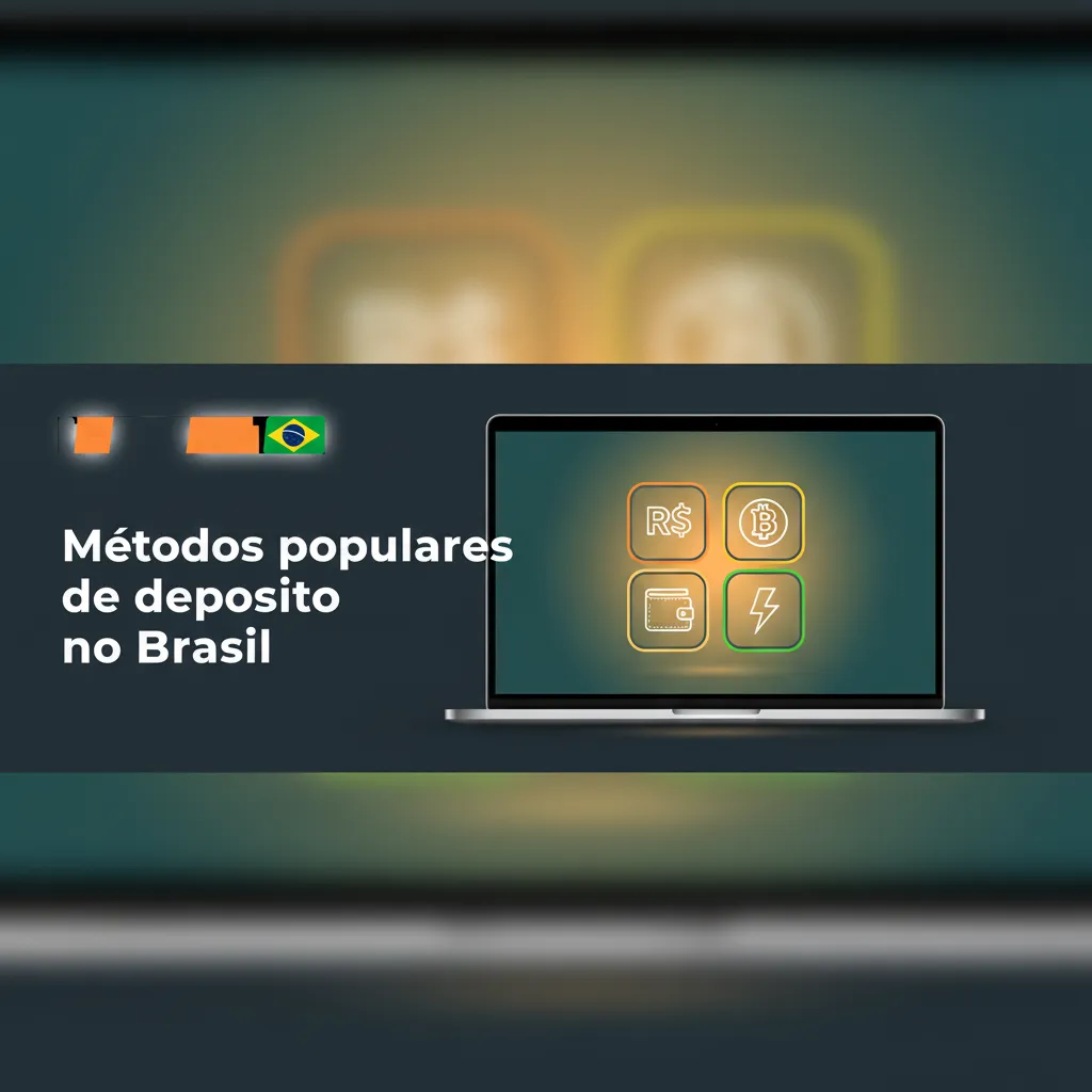 Infográfico de métodos de depósito no Brasil: Pix, bancos (Santander, Bradesco, Caixa), boleto, carteiras digitais e cripto.