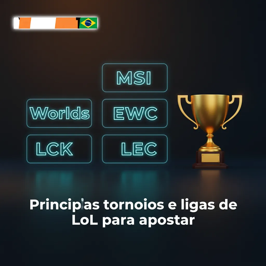 Infográfico dos principais torneios de LoL para apostar: Worlds, MSI, EWC, LCK, LPL e LEC