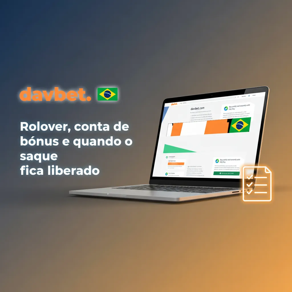 Infográfico Davbet: rollover do bônus, saldo vs bônus, contribuição por jogo, odds mínimas e saque após cumprir requisitos.