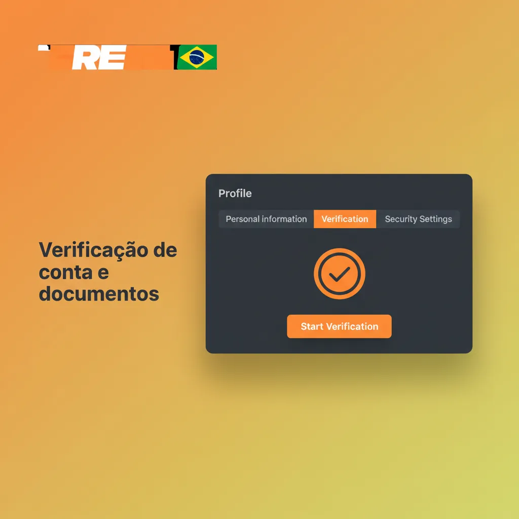 Ilustração da verificação de conta: checklist com e-mail, dados, documento, selfie e revisão para saques e limites maiores.